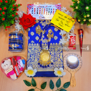 Katan Saree Combo Gift Set For girls (Blue)